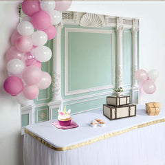Lofaris Elegant Light Green Classical Architecture Photography Backdrop, White Columns and Ornate Moldings Studio Background for Portraits