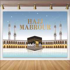 Lofaris Hajj Mabrour Islamic Pilgrimage Backdrop with Kaaba, Elegant Religious Celebration Background for Muslim Festival Decor
