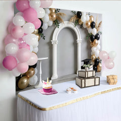 Lofaris Graduation Party Backdrop with Elegant Arch and Gold Balloons, Professional Studio Background for Memorable Photoshoot