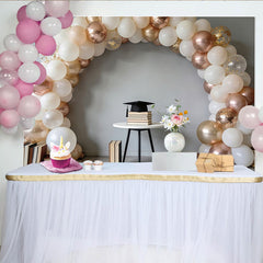 Lofaris White Rose Gold Balloon Arch Graduation Backdrop, Elegant Confetti Balloons Photography Background for Celebration Party Decor
