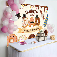 Lofaris Sweet Cartoon Donuts with Dad Happy Father's Day Backdrop, Adorable Party Decor for Dad's Special Celebration
