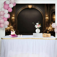 Lofaris Black and Gold Art Deco Photography Backdrop with Arches, Luxurious Studio Background for Formal Events and Portraits