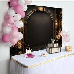 Lofaris Black and Gold Art Deco Photography Backdrop with Arches, Luxurious Studio Background for Formal Events and Portraits