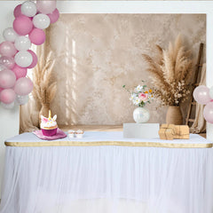 Lofaris Boho Textured Photography Backdrop with Pampas Grass and Wooden Floor, Rustic Studio Background for Portrait Photoshoot