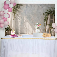 Lofaris Elegant Fine Art Photography Backdrop with Greenery and Sheer Curtains, Natural Light Studio Background for Portraits