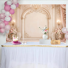 Lofaris Elegant Fine Art Photography Backdrop with Arched Wall and Flowers, Luxurious Studio Background for Portrait Photoshoot