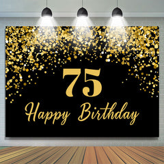 Simple Black Gold Dots Happy 75th Birthday Backdrop