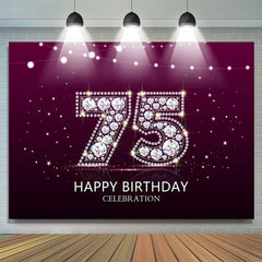 Elegant Purple Diamond Glare 75th Birthday Backdrop