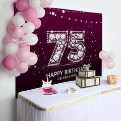 Elegant Purple Diamond Glare 75th Birthday Backdrop