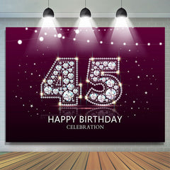 Elegant Purple Diamond Glare 45th Birthday Backdrop