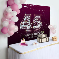 Elegant Purple Diamond Glare 45th Birthday Backdrop