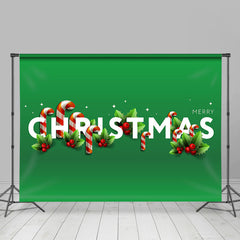 Lofaris Green Candy Cane Leaves Fruit Christmas Backdrop