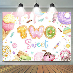 Colorful Candyland Cream Two Sweet Birthday Backdrop