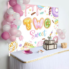 Colorful Candyland Cream Two Sweet Birthday Backdrop