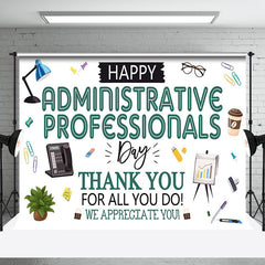 Lofaris Green Thank You Administrative Professionals Backdrop