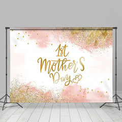 Lofaris Pink Gold Glitter Happy 1st Mothers Day Backdrop