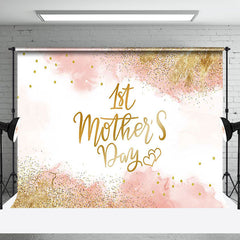 Lofaris Pink Gold Glitter Happy 1st Mothers Day Backdrop