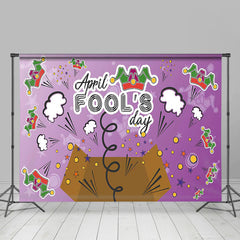 Lofaris Purple Funny Crown Box Happy April Fools Day Backdrop