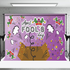 Lofaris Purple Funny Crown Box Happy April Fools Day Backdrop