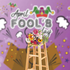 Lofaris Purple Funny Crown Box Happy April Fools Day Backdrop