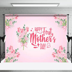 Lofaris Pink Floral Plant Happy First Mothers Day Backdrop