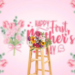 Lofaris Pink Floral Plant Happy First Mothers Day Backdrop