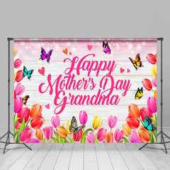 Lofaris Colorful Floral Wood Happy Mothers Day Backdrop