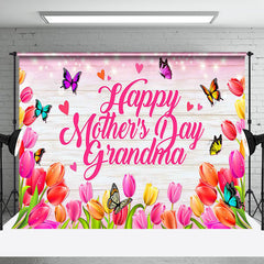 Lofaris Colorful Floral Wood Happy Mothers Day Backdrop