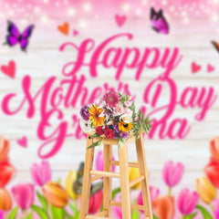 Lofaris Colorful Floral Wood Happy Mothers Day Backdrop