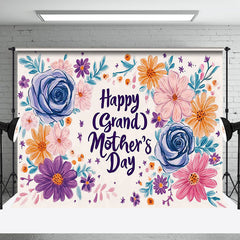 Lofaris Painted Colored Floral Happy Mothers Day Backdrop