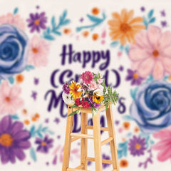 Lofaris Painted Colored Floral Happy Mothers Day Backdrop