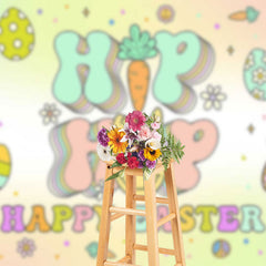 Lofaris Color Groovy Hiphop Egg Bunny Happy Easter Backdrop