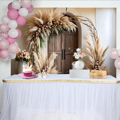 Lofaris Vintage Door Boho Backdrop, Pampa Grass Arch and Floral Arrangements for Rustic Wedding