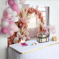 Lofaris Romantic Balloon Arch Backdrop, Pink Balloons and Pampa Grass for Wedding Party