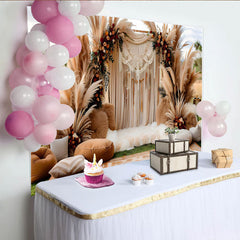 Lofaris Outdoor Boho Wedding Backdrop, Dreamcatcher and Pampa Grass Arch with Cushions