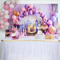 Lofaris Fairytale Purple Castle Photography Backdrop, Princess Carriage and Balloon Photo Background
