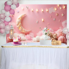 Lofaris Twinkle Twinkle Little Star Photography Backdrop, Moon and Clouds Photo Background