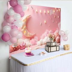 Lofaris Twinkle Twinkle Little Star Photography Backdrop, Moon and Clouds Photo Background
