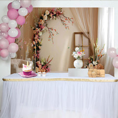 Lofaris Elegant Floral Room Set Backdrop, Cream Chair and Arch Flower Photography Background
