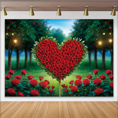 Lofaris Valentines Day Rose Heart Photography Backdrop, Romantic Garden Path Photo Background
