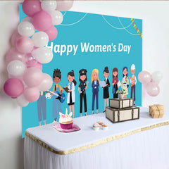 Lofaris Happy Womens Day Photography Backdrop, Professional Women Cartoon Photo Background