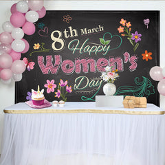 Lofaris Chalkboard Happy Womens Day Photography Backdrop, Floral and Butterfly Photo Background