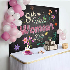 Lofaris Chalkboard Happy Womens Day Photography Backdrop, Floral and Butterfly Photo Background