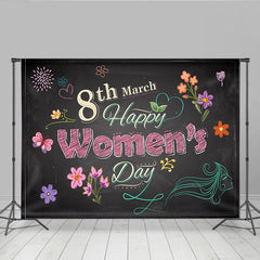 Lofaris Chalkboard Happy Womens Day Photography Backdrop, Floral and Butterfly Photo Background