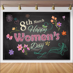 Lofaris Chalkboard Happy Womens Day Photography Backdrop, Floral and Butterfly Photo Background