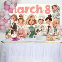 Lofaris Professional Women Career Happy Womens Day Backdrop, March 8th Celebration Background