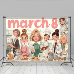 Lofaris Professional Women Career Happy Womens Day Backdrop, March 8th Celebration Background