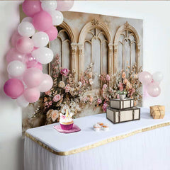 Lofaris Rustic White Arch Floral Backdrop, Vintage Rose Wedding Background, Bridal Shower Photo Booth Prop