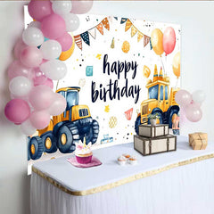 Lofaris Construction Truck Birthday Backdrop, Dump Truck Cone Party Background, Boy Bday Cake Table Banner