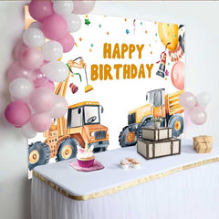 Lofaris Construction Crane Birthday Backdrop, Truck Balloon Confetti Background, Boy Party Decoration Prop